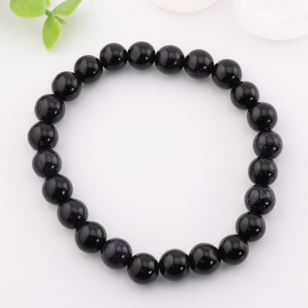 Bracelet en pierre naturelle bleue et or – Sans métal, 8 mm – Cosmic Spark Jewelry