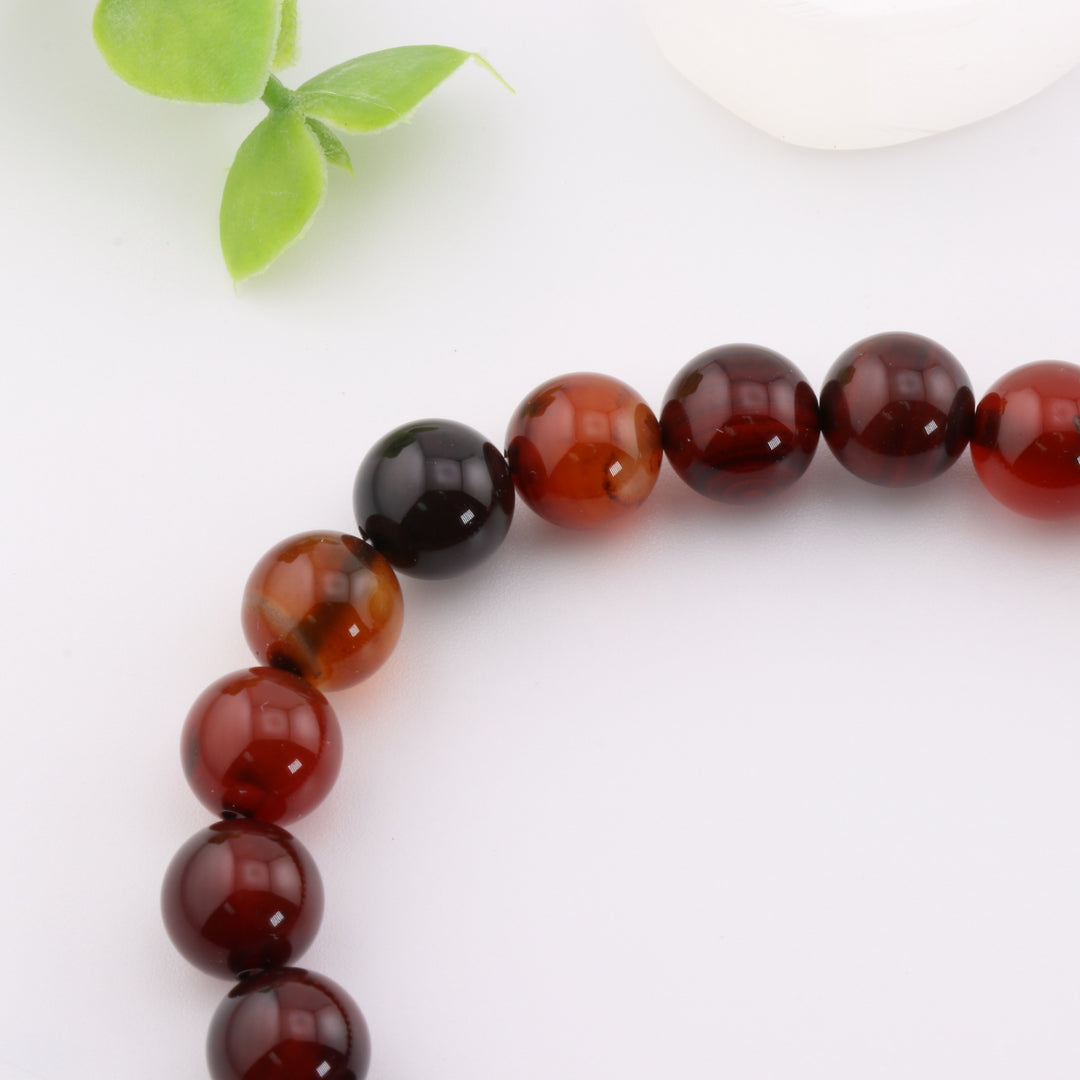 Pulsera de cornalina natural (sin metal, 8 mm) - Accesorio energético vibrante