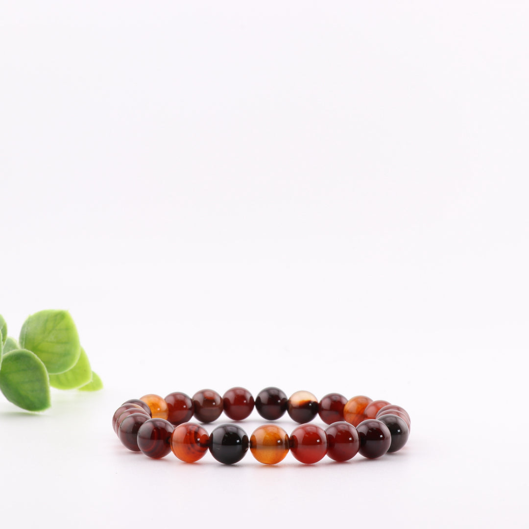 Pulsera de cornalina natural (sin metal, 8 mm) - Accesorio energético vibrante