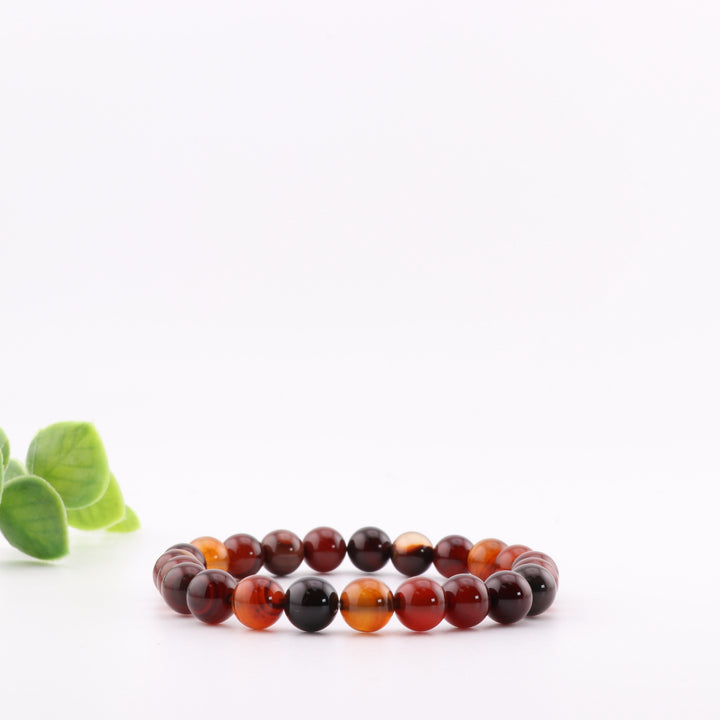 Pulsera de cornalina natural (sin metal, 8 mm) - Accesorio energético vibrante