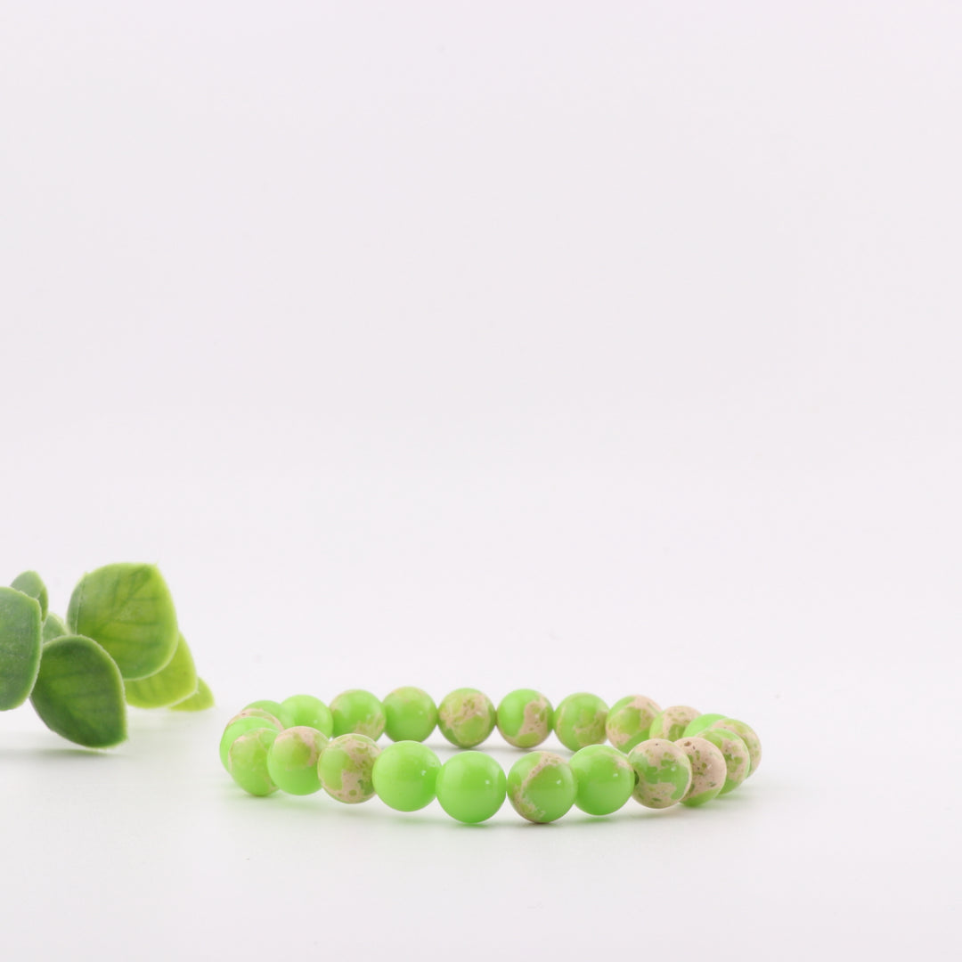 Pulsera de jaspe imperial teñido (sin metal, piedra preciosa de 8 mm)