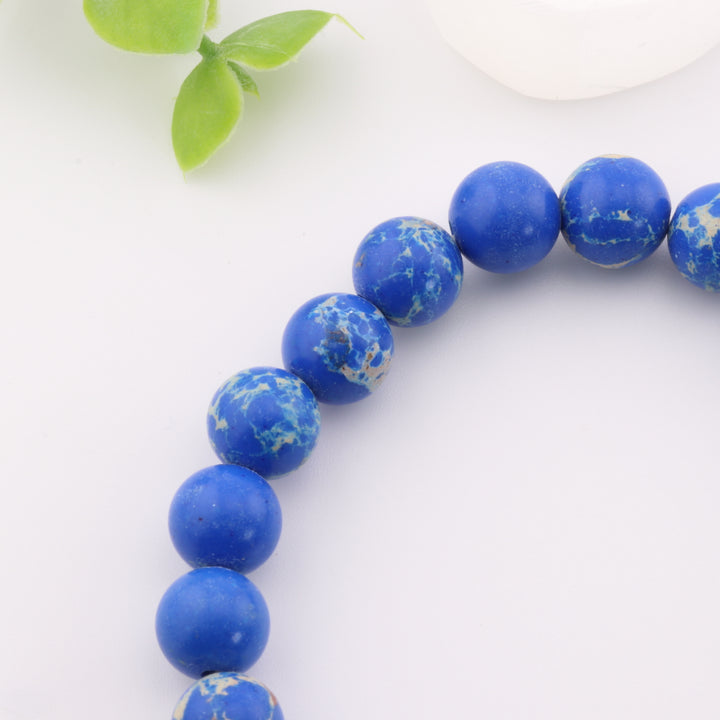 Pulsera de cuentas de jaspe imperial teñido – Piedra preciosa de 8 mm sin metal