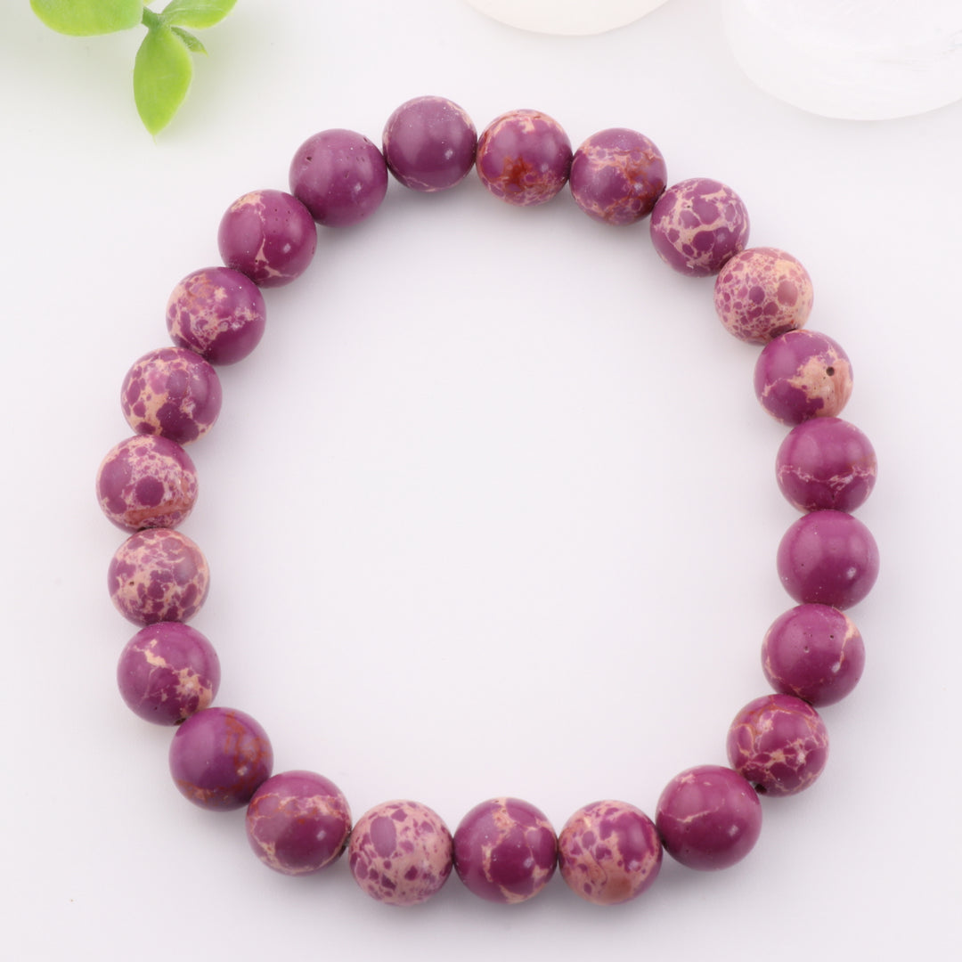 Bracelet en perles de jaspe impérial, 8 mm – Élégance sans métal, bijoux aux tons terreux