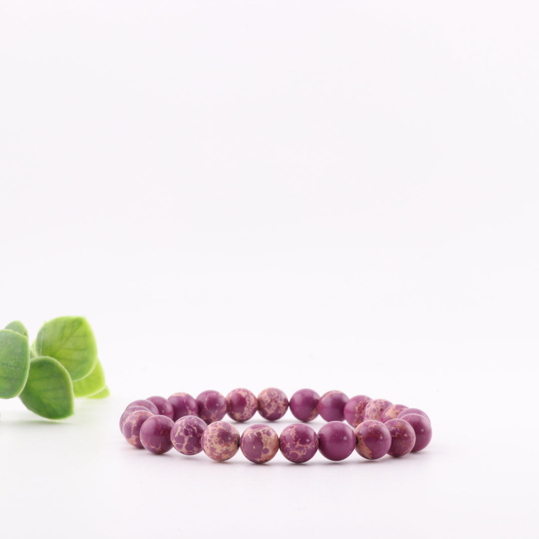 Bracelet en perles de jaspe impérial, 8 mm – Élégance sans métal, bijoux aux tons terreux