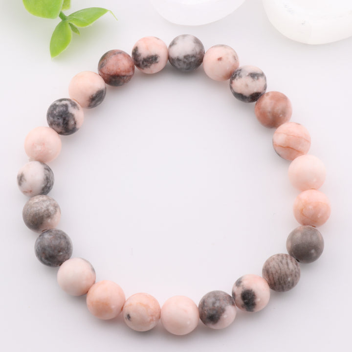 Natural Zebra Jasper Bracelet - Metal Free, 8mm - Boosting Your Style and Energy