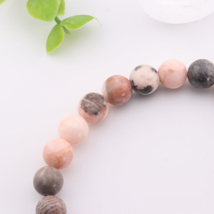 Natural Zebra Jasper Bracelet - Metal Free, 8mm - Boosting Your Style and Energy