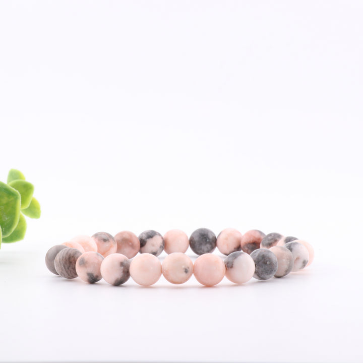 Natural Zebra Jasper Bracelet - Metal Free, 8mm - Boosting Your Style and Energy