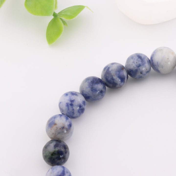 Pulsera de jaspe azul natural (sin metal, 8 mm) - Piedra preciosa de jaspe hecha a mano