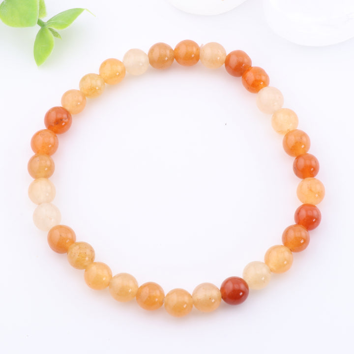 Pulsera de aventurina roja natural - Accesorio de piedra preciosa de 6 mm sin metal