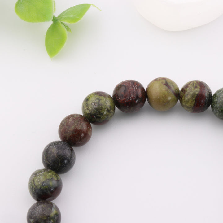 Pulsera de jaspe de sangre de dragón natural – Piedra preciosa de 8 mm sin metal
