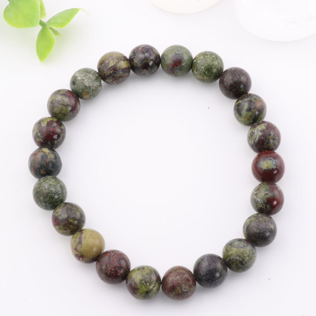 Pulsera de jaspe de sangre de dragón natural – Piedra preciosa de 8 mm sin metal