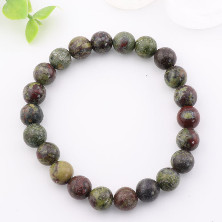 Pulsera de jaspe de sangre de dragón natural – Piedra preciosa de 8 mm sin metal