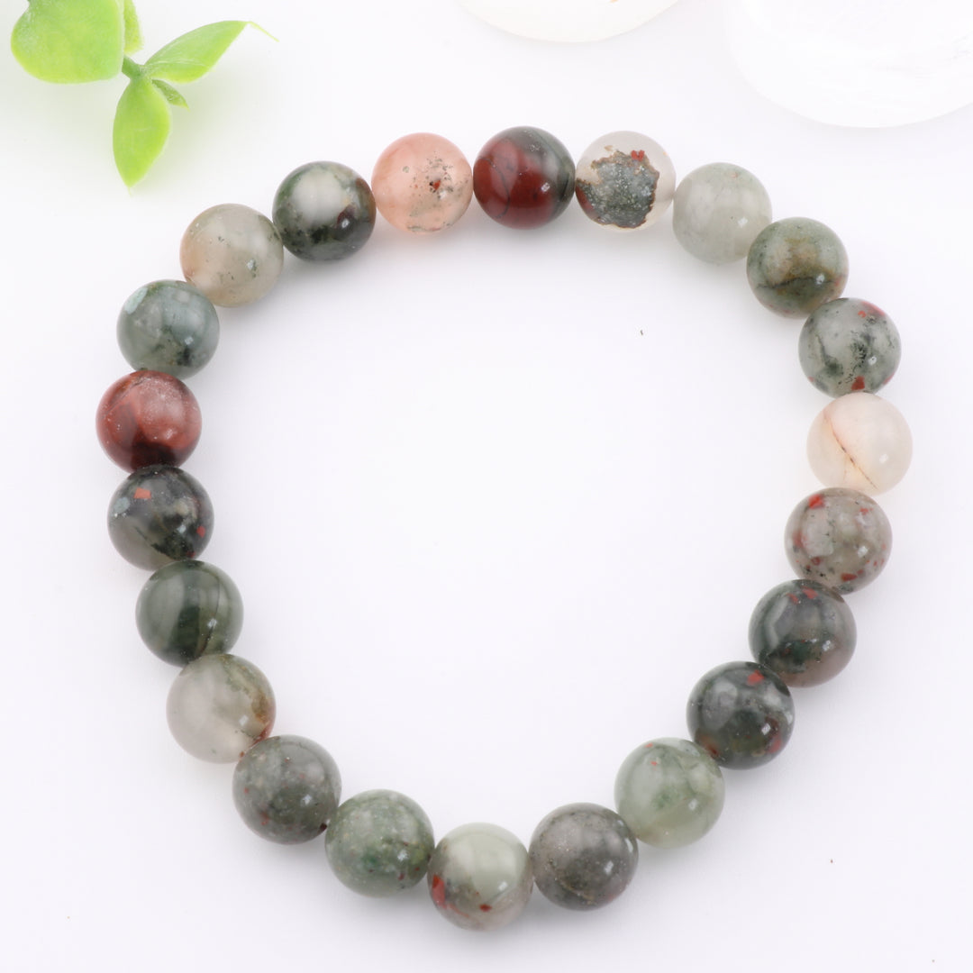 Natural African Blood Jasper Energy Bracelet - Metal-Free 8mm Gemstone