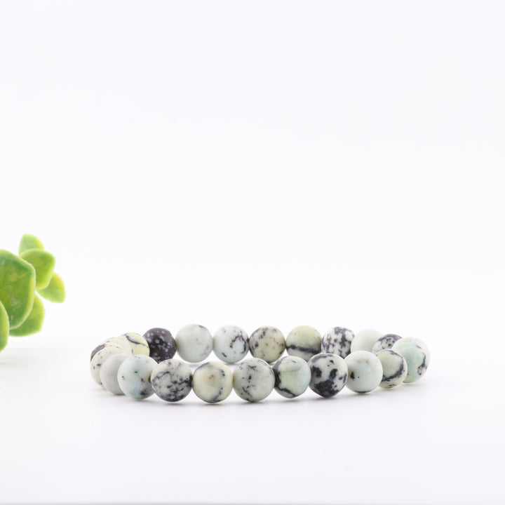 Pulsera de turquesa amarilla natural (sin metal, 8 mm) - Accesorio energizante y elegante