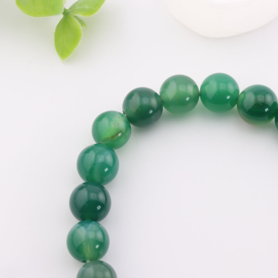Pulsera de cuentas de ágata teñida natural - Sin metal, 8 mm - Joyería de ágata terrosa