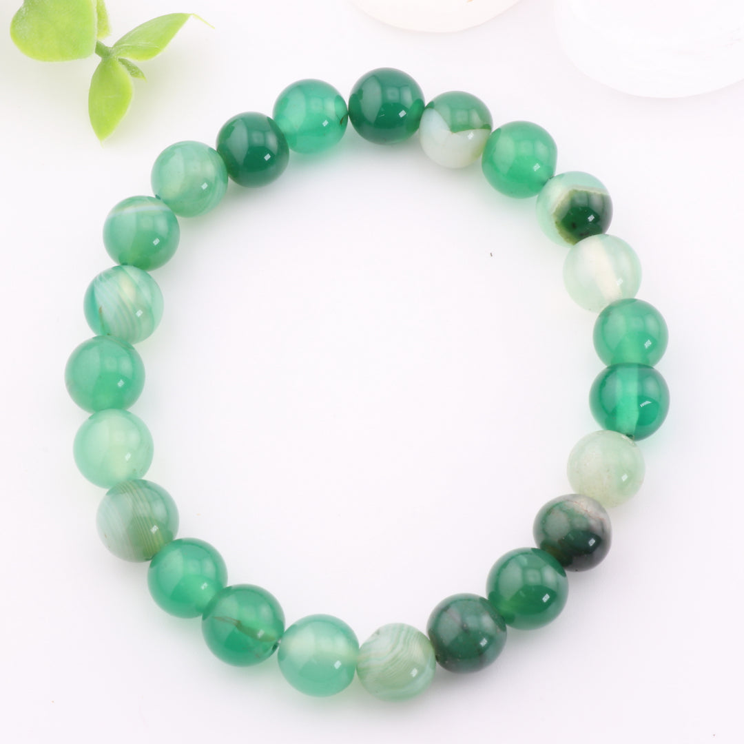 Pulsera de cuentas de ágata teñida natural - Sin metal, 8 mm - Joyería de ágata terrosa