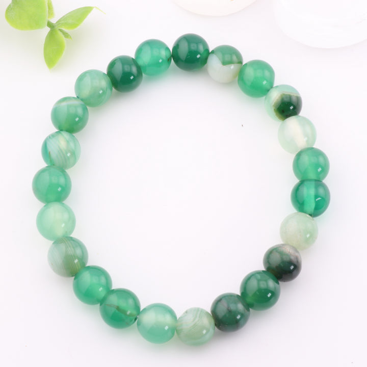 Pulsera de cuentas de ágata teñida natural - Sin metal, 8 mm - Joyería de ágata terrosa
