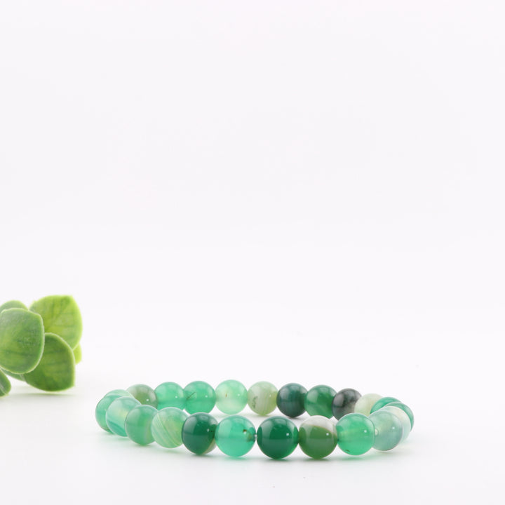 Pulsera de cuentas de ágata teñida natural - Sin metal, 8 mm - Joyería de ágata terrosa