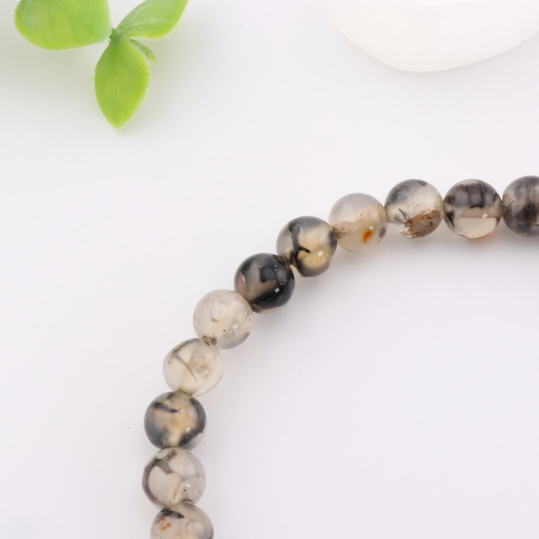 Pulsera de ágata de vena de dragón natural - Sin metal, 6 mm - Ágata de fuego, Ágata venosa
