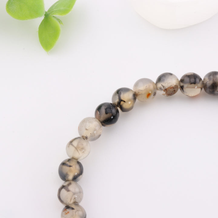 Pulsera de ágata de vena de dragón natural - Sin metal, 6 mm - Ágata de fuego, Ágata venosa