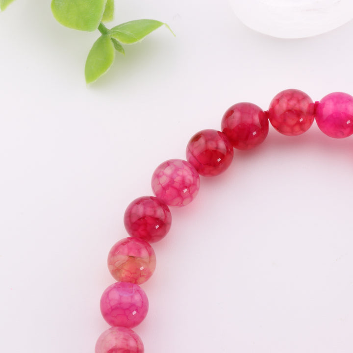 Pulsera de ágata rosa teñida natural - Sin metal, 8 mm - Joyería con piedras preciosas de color rosa