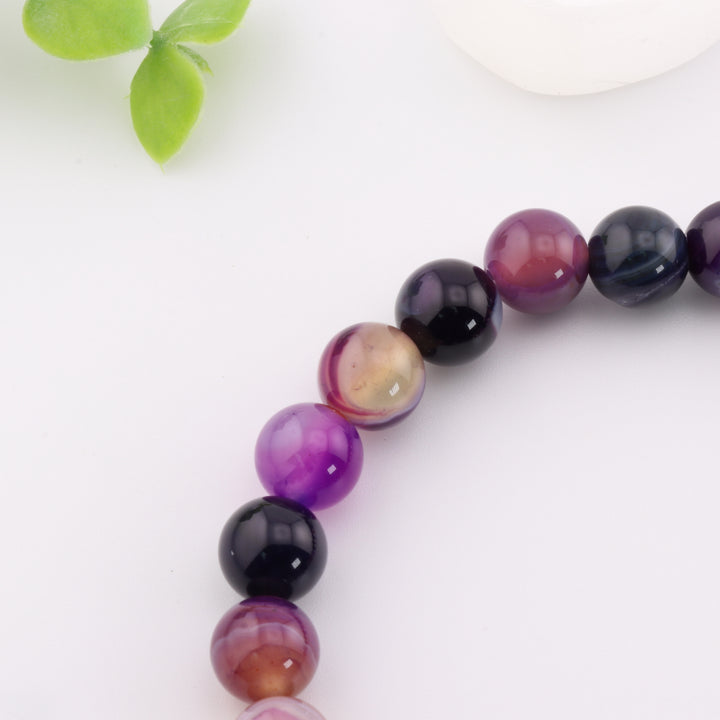 Pulsera de cuentas de ágata teñida natural, accesorio unisex de 8 mm sin metal