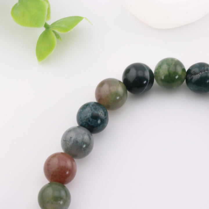 Pulsera de ágata india natural (sin metal, cuentas de 8 mm) para un equilibrio sereno.