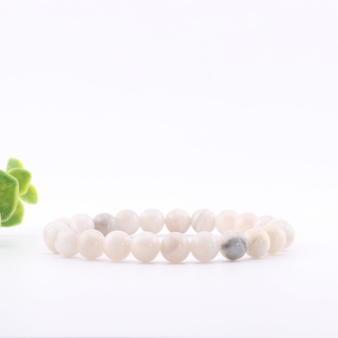 Pulsera de ágata loca natural (8 mm) - Sin metal - Irradia energía positiva