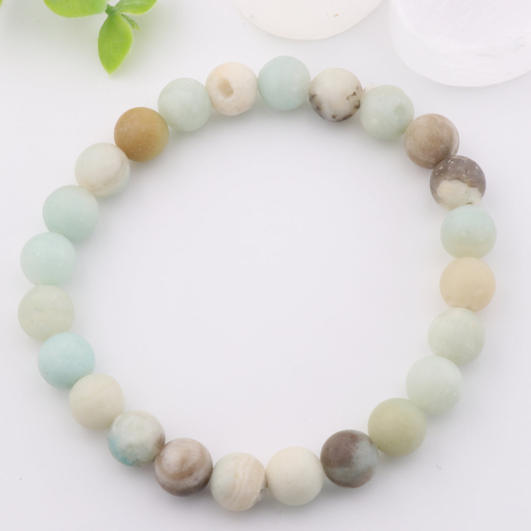 Pulsera de calcita azul caribeña natural - Accesorio de piedra preciosa de 8 mm sin metal