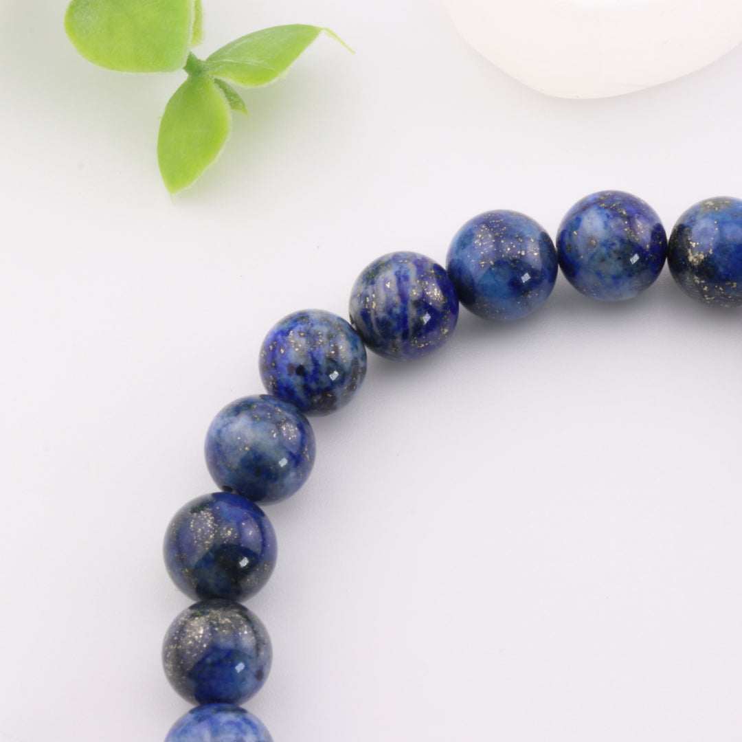 Pulsera de lapislázuli natural (sin metal, 8 mm) - Lujosa piedra preciosa azul