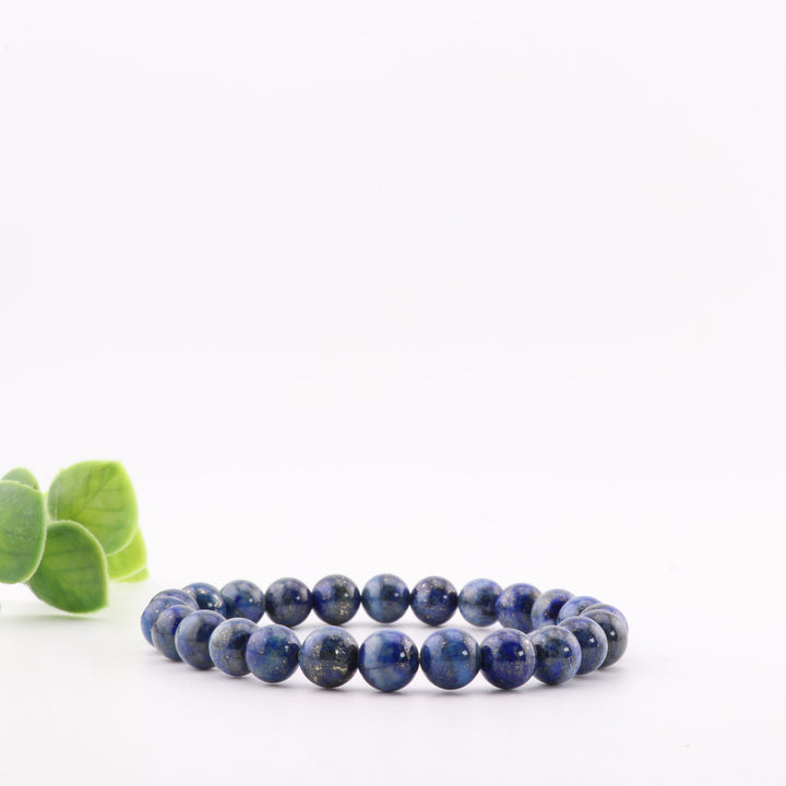 Pulsera de lapislázuli natural (sin metal, 8 mm) - Lujosa piedra preciosa azul