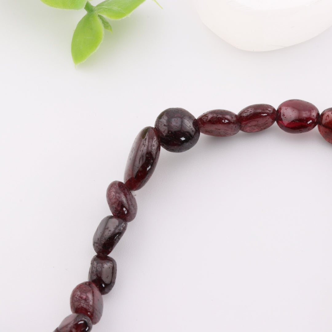 Bracelet en grenat naturel, forme libre, sans métal, 6-8 mm, fabriqué à la main, élégant, à l'aspect terreux