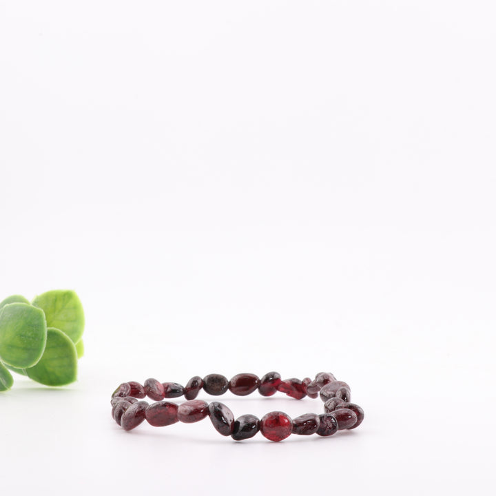 Bracelet en grenat naturel, forme libre, sans métal, 6-8 mm, fabriqué à la main, élégant, à l'aspect terreux