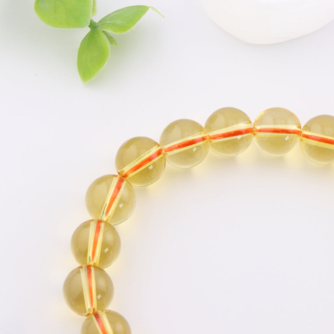 Pulsera de citrino natural (sin metal, cuentas de 8 mm) para energía positiva
