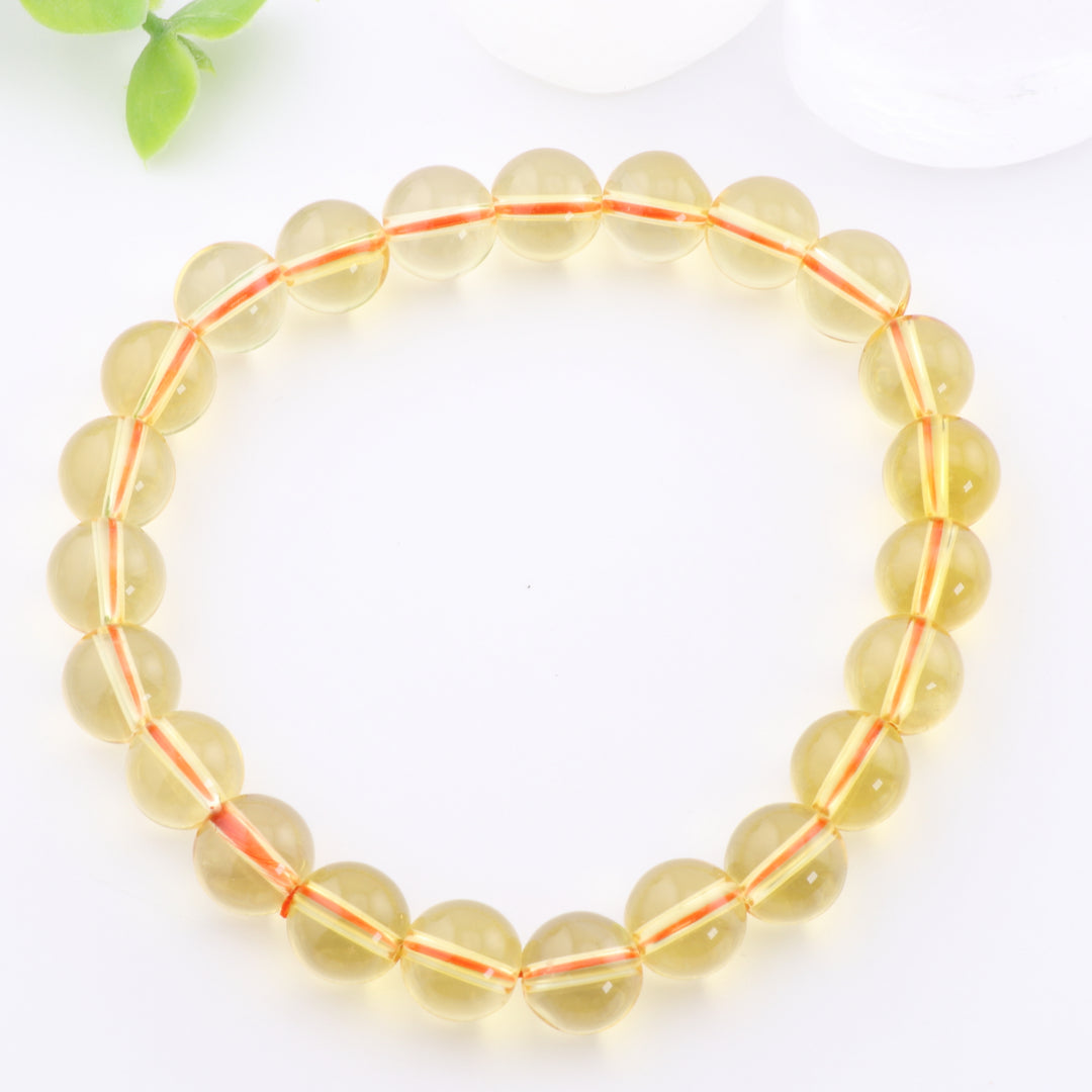 Pulsera de citrino natural (sin metal, cuentas de 8 mm) para energía positiva