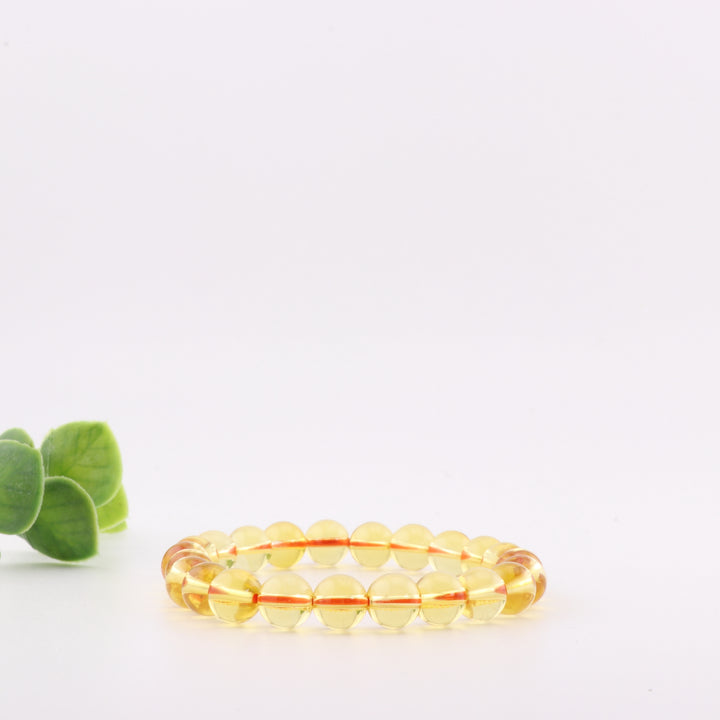 Pulsera de citrino natural (sin metal, cuentas de 8 mm) para energía positiva