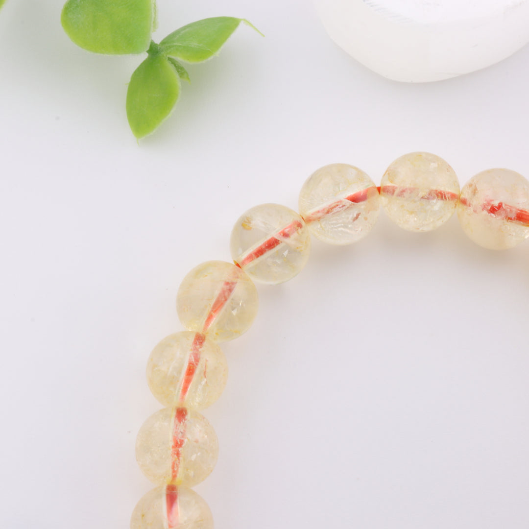 Pulsera de citrino natural (sin metal, 8 mm) - Accesorio de piedra preciosa para energía positiva