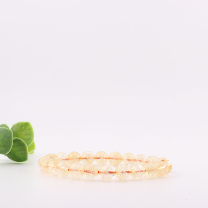 Pulsera de citrino natural (sin metal, 8 mm) - Accesorio de piedra preciosa para energía positiva