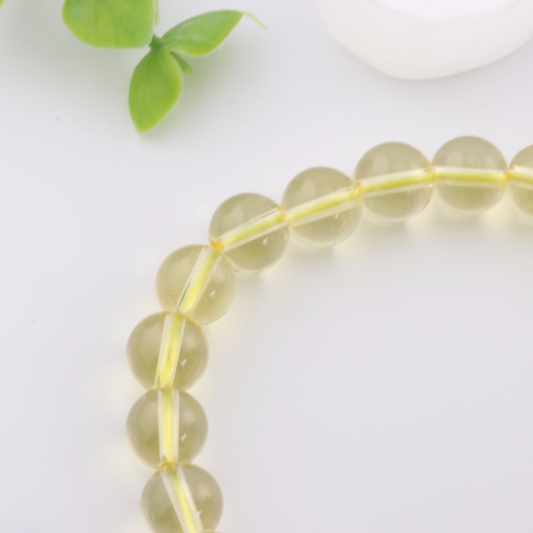 Pulsera de citrino natural (sin metal, 8 mm) - Joyería energética