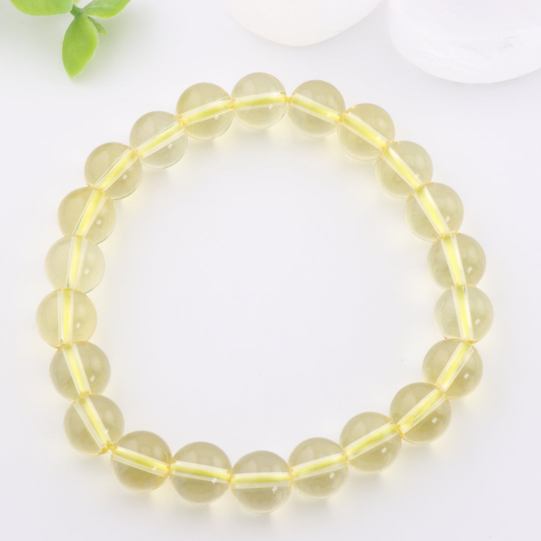 Pulsera de citrino natural (sin metal, 8 mm) - Joyería energética