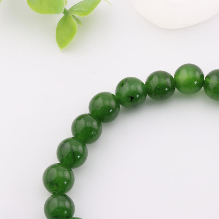 Pulsera de jade verde natural – Piedra preciosa de 8 mm sin metal
