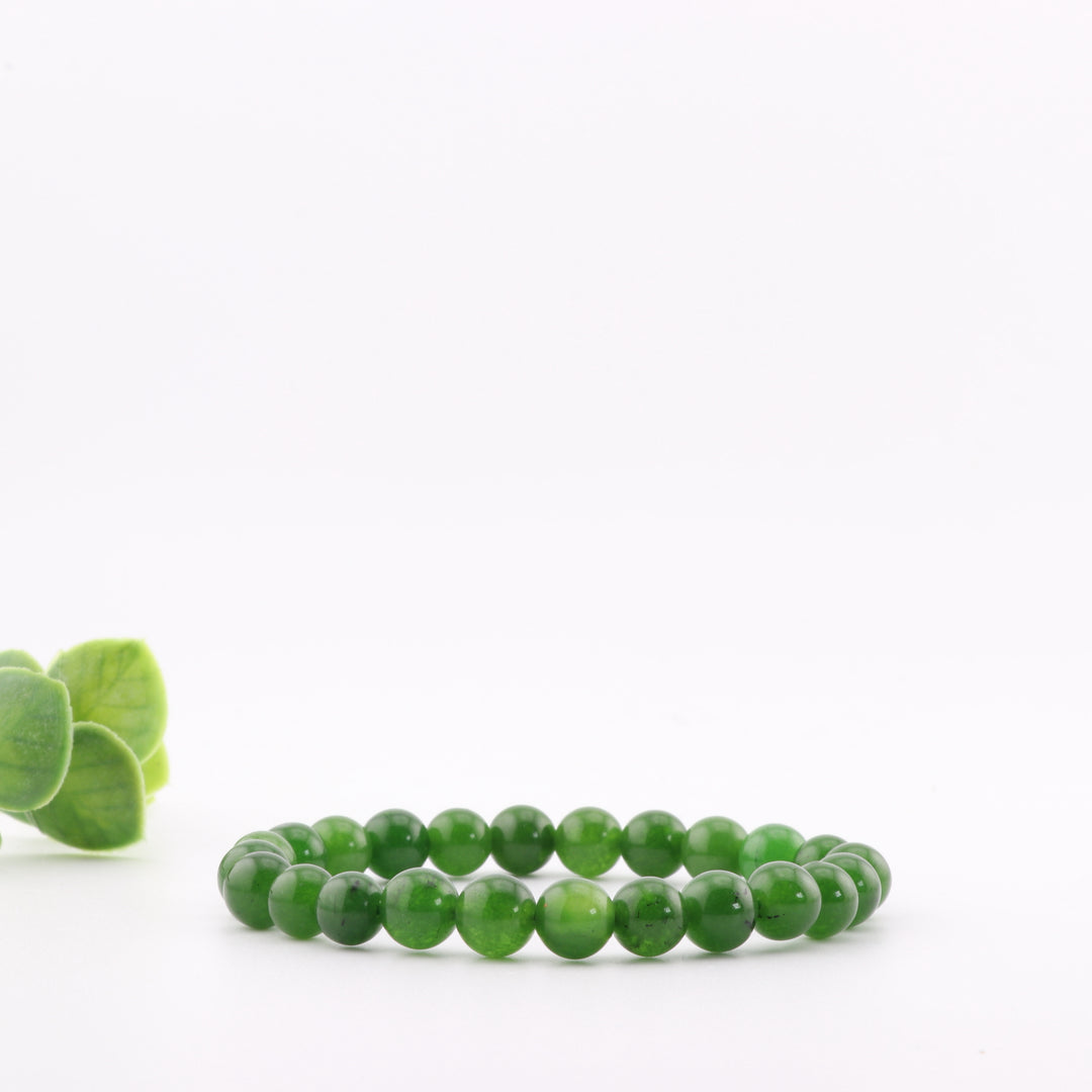 Pulsera de jade verde natural – Piedra preciosa de 8 mm sin metal