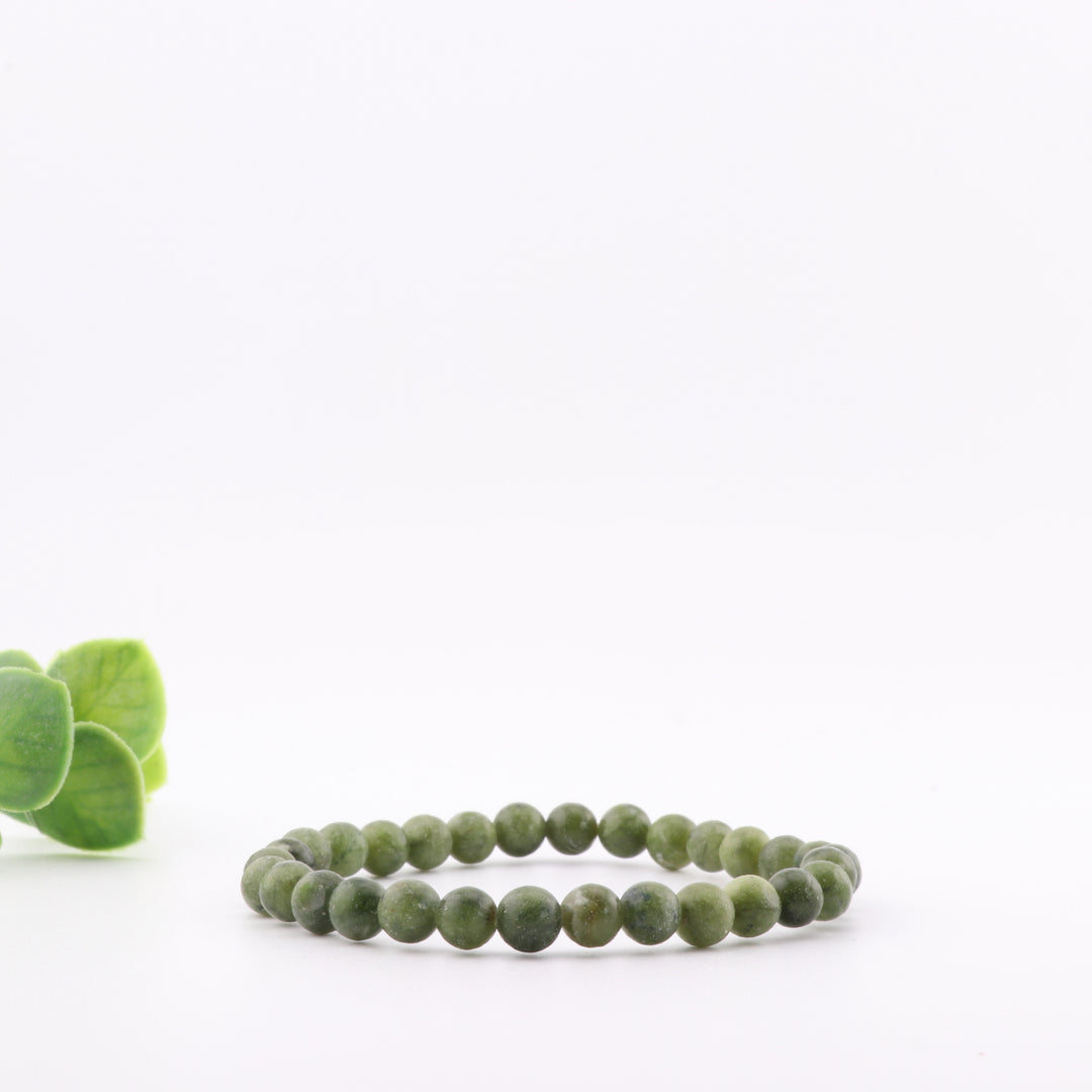 Pulsera de jade verde natural - Sin metal, piedras preciosas redondas de 6 mm - Accesorio armonizador de energía