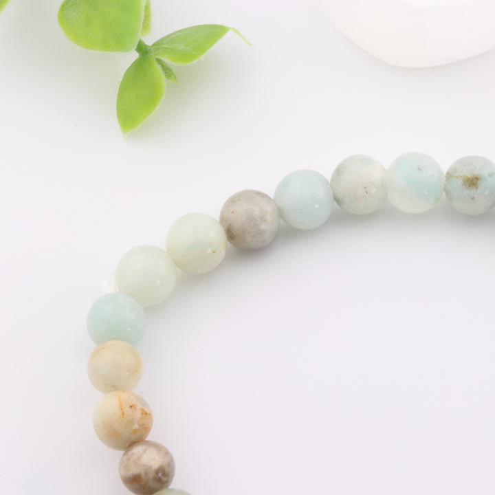 Pulsera de Amazonita Natural - Sin Metal, 6 mm - Accesorio Armonía y Equilibrio
