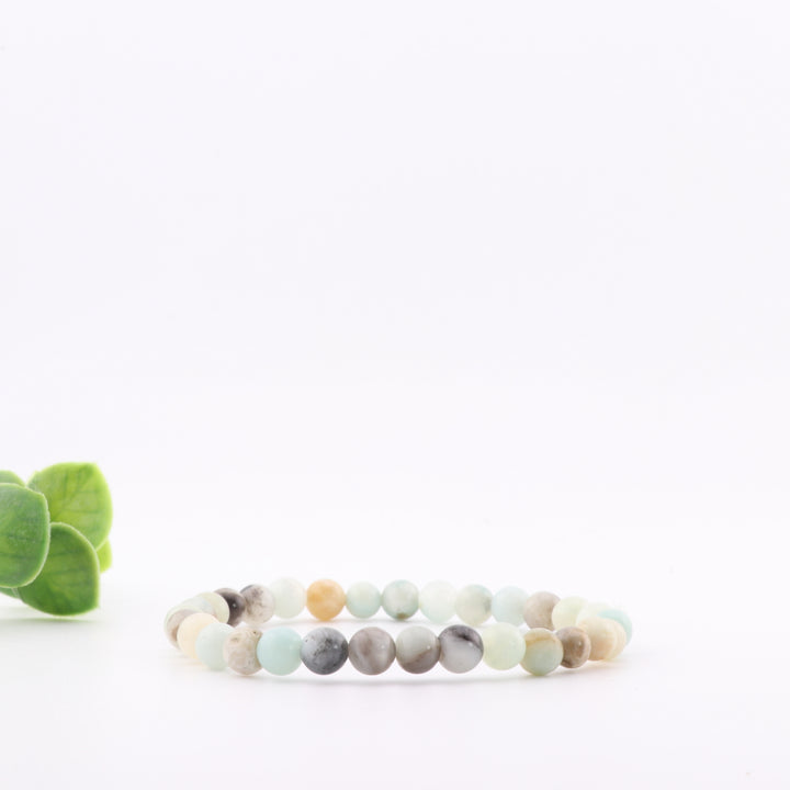 Pulsera de Amazonita Natural - Sin Metal, 6 mm - Accesorio Armonía y Equilibrio