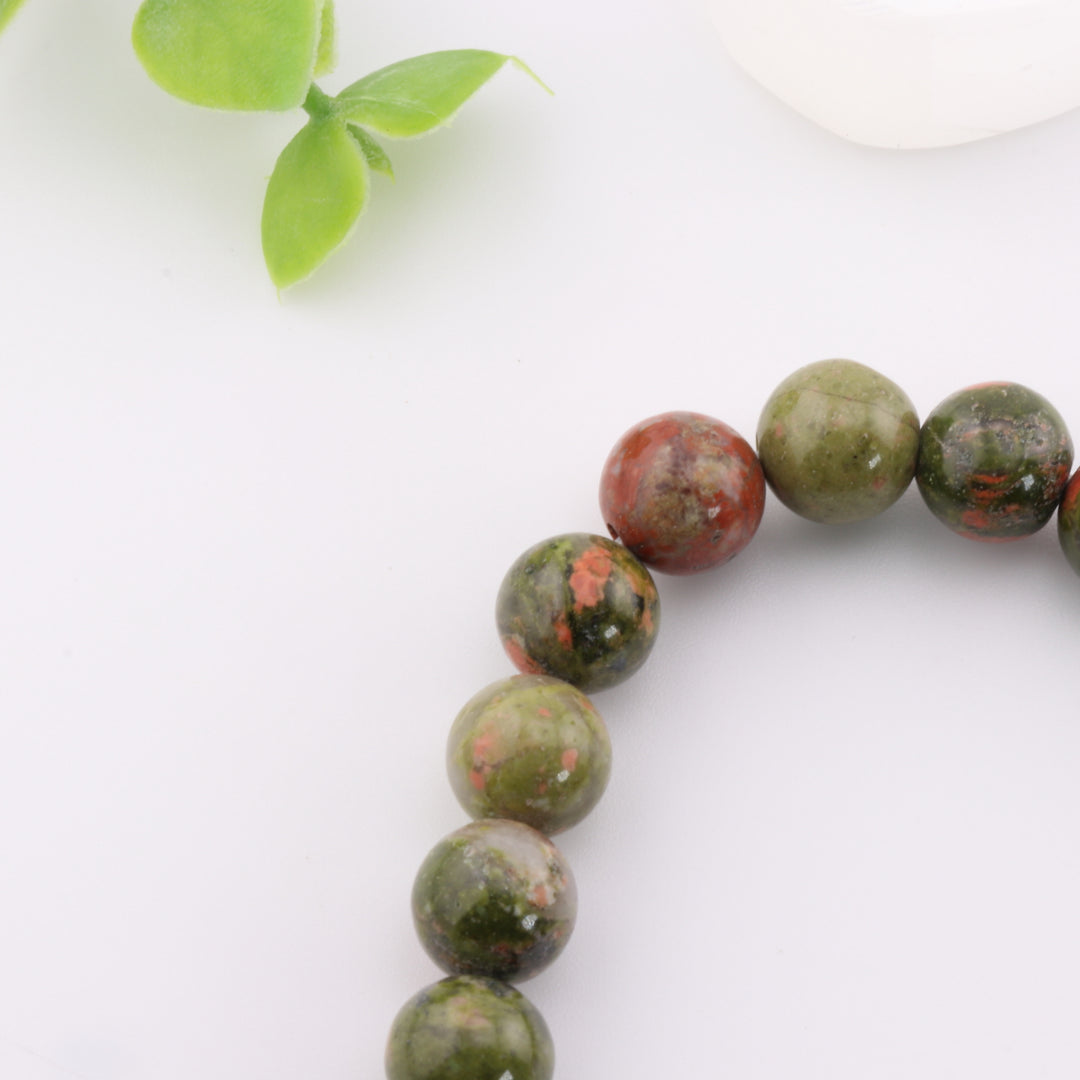 Natural Unakite Bracelet – Metal-Free 8mm Gemstone Accessory