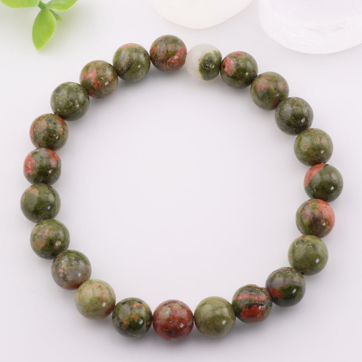 Natural Unakite Bracelet – Metal-Free 8mm Gemstone Accessory