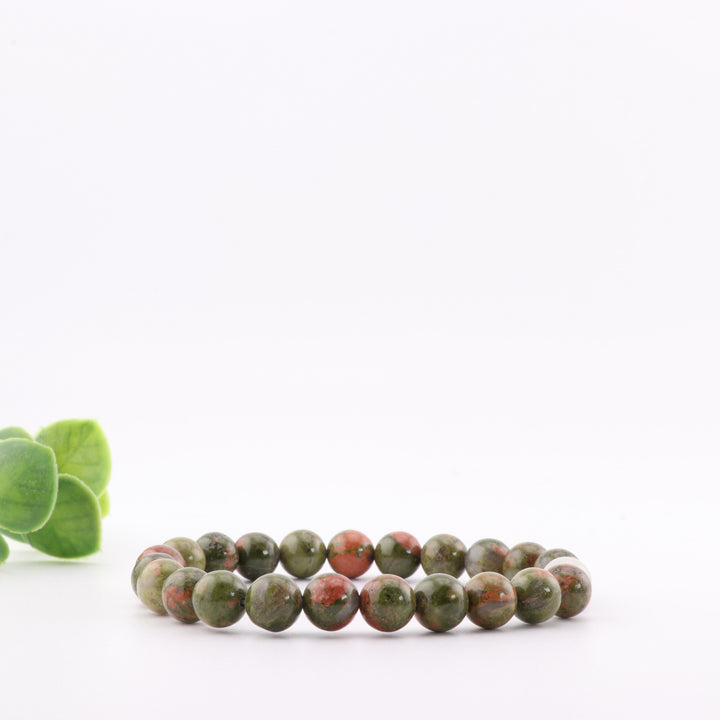 Natural Unakite Bracelet – Metal-Free 8mm Gemstone Accessory
