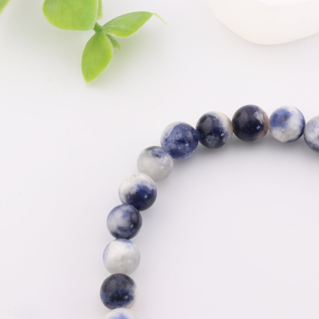 Bracelet en sodalite naturelle - Sans métal, 6 mm - Bijou en pierres précieuses bleu marine