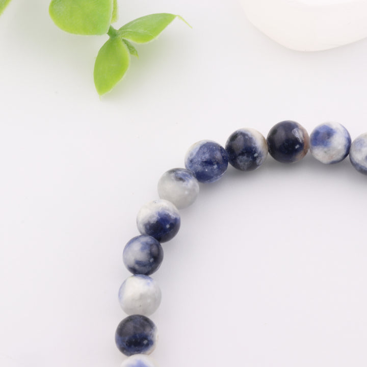 Bracelet en sodalite naturelle - Sans métal, 6 mm - Bijou en pierres précieuses bleu marine